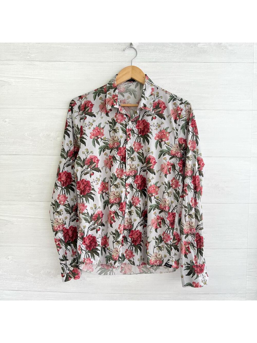 Good Man Brand Gray Floral Stretch Cotton Button-Up Shirt Men’s Medium